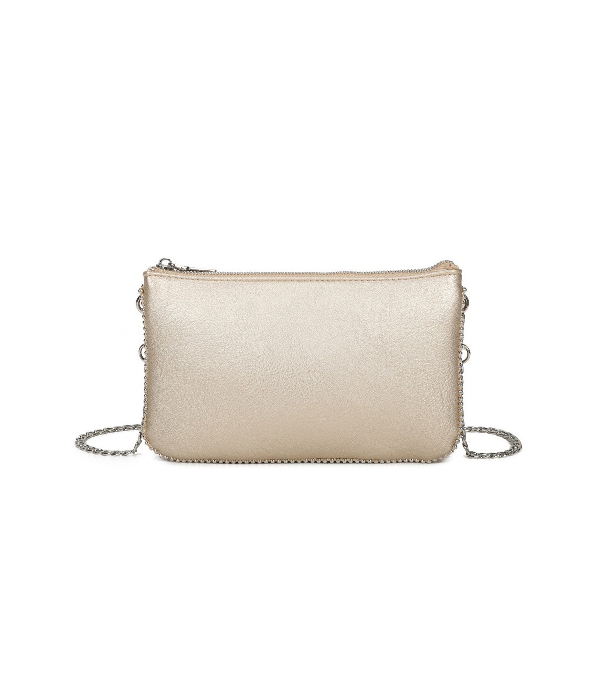SG001 -  Bolso bandolera para mujer con cadena plateada y dos compartimentos