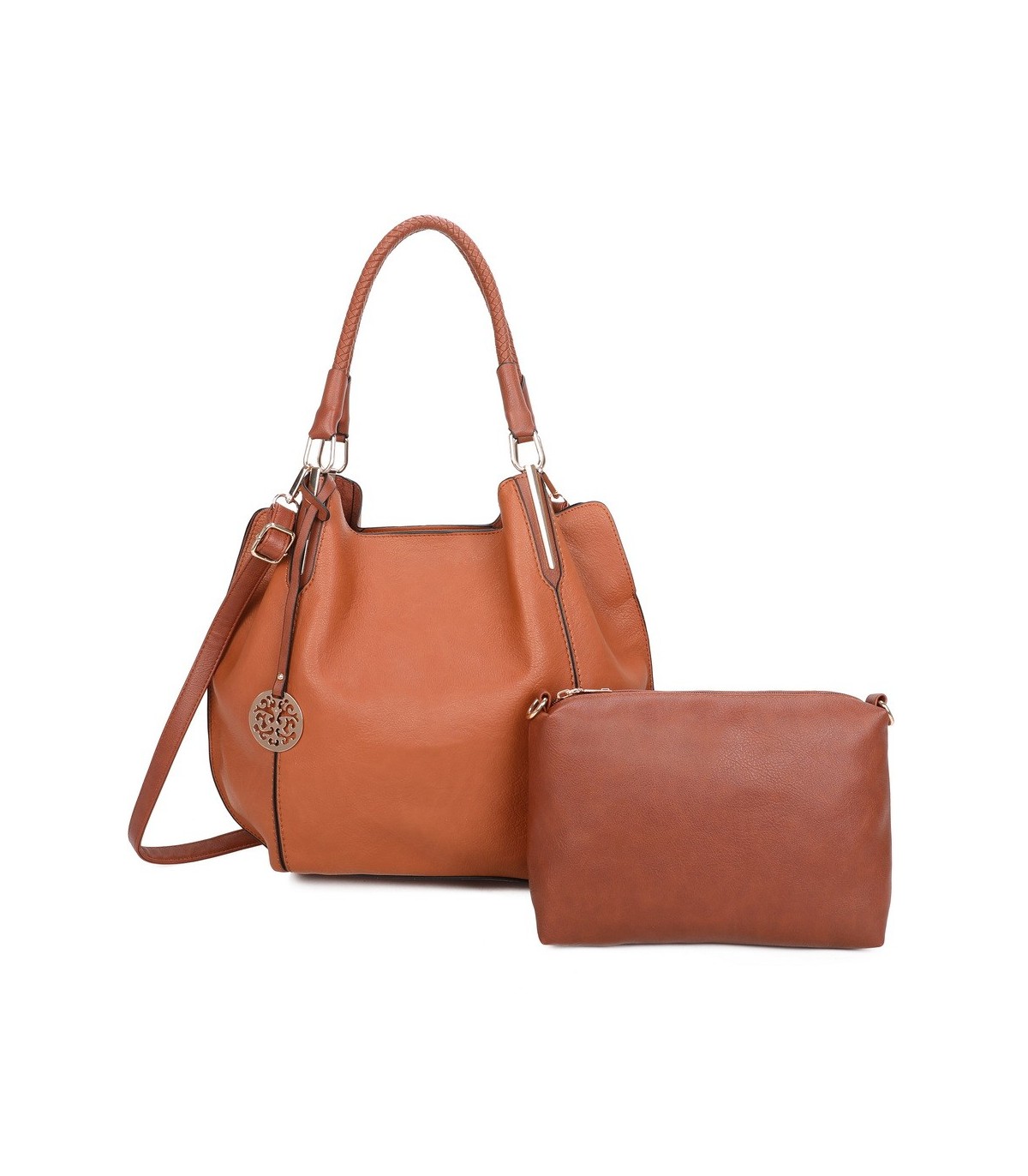 T10105 - Bolso con neceser y bandolera con adorno de emblema