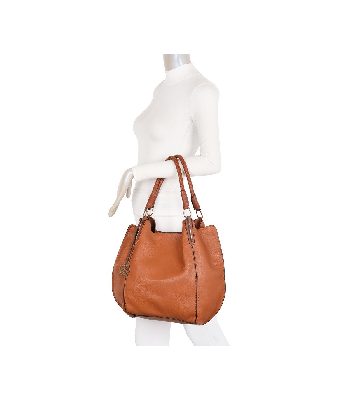 T10105 - Bolso con neceser y bandolera con adorno de emblema