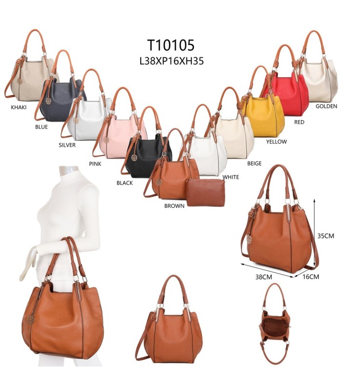T10105 - Bolso con neceser y bandolera con adorno de emblema