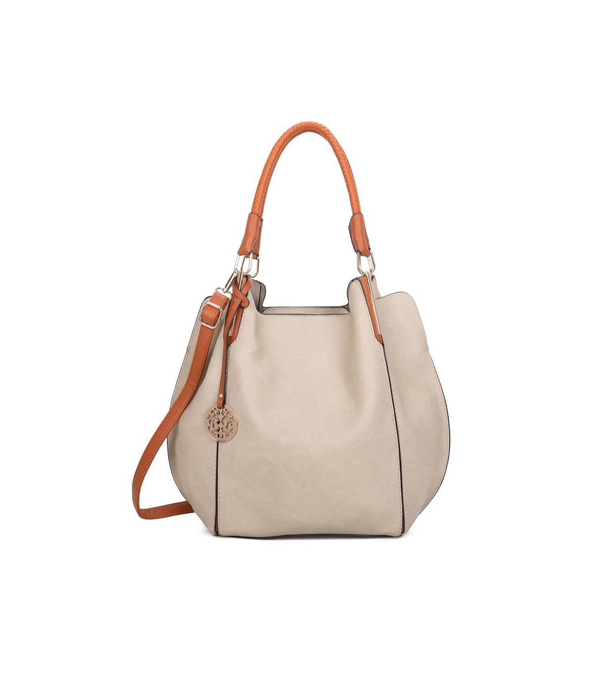 T10105 - Bolso con neceser y bandolera con adorno de emblema