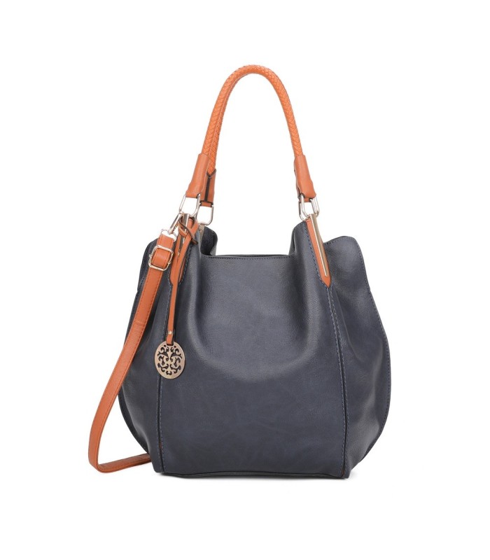 T10105 - Bolso con neceser y bandolera con adorno de emblema