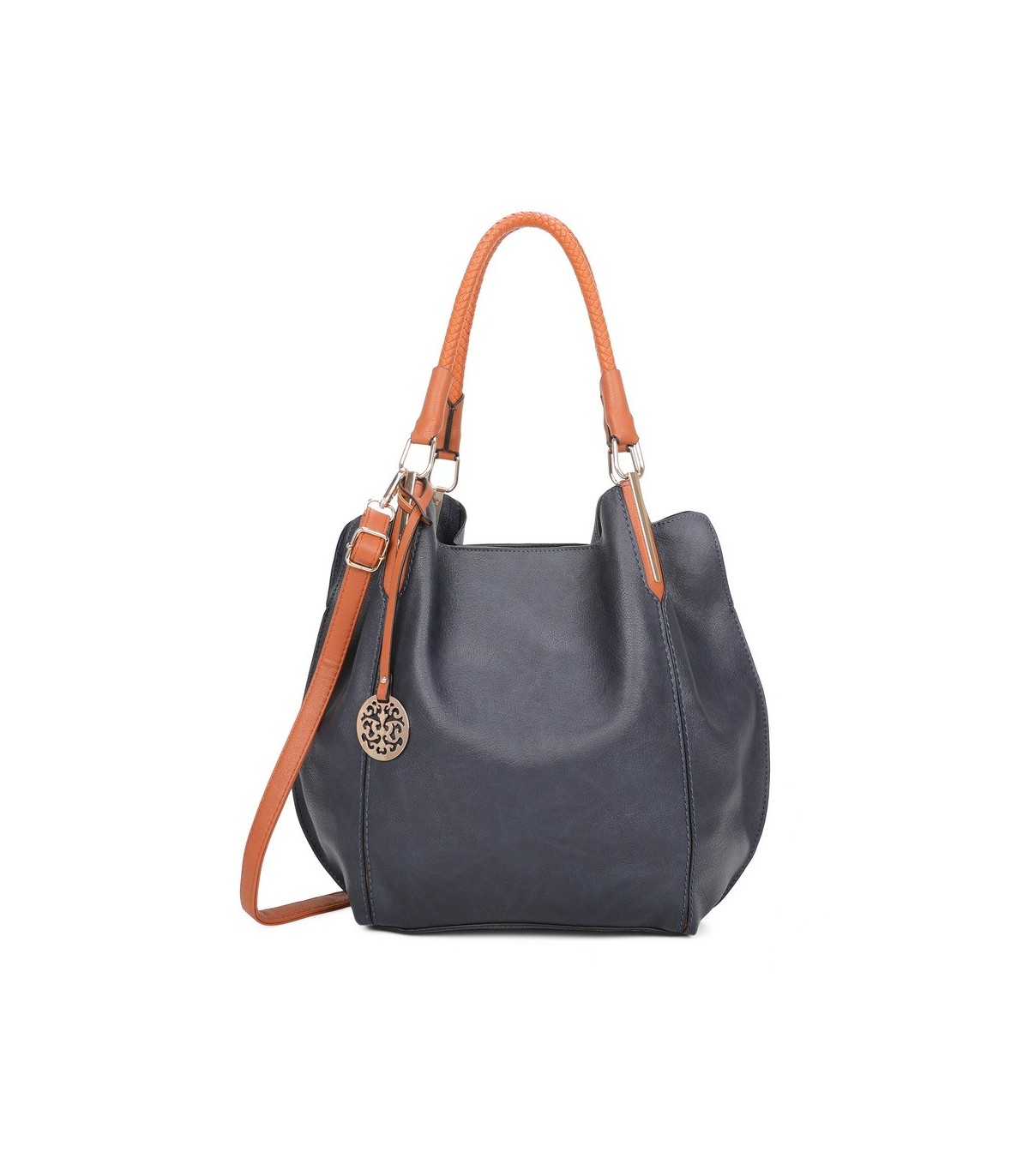 T10105 - Bolso con neceser y bandolera con adorno de emblema