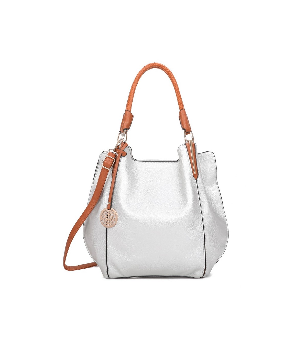 T10105 - Bolso con neceser y bandolera con adorno de emblema