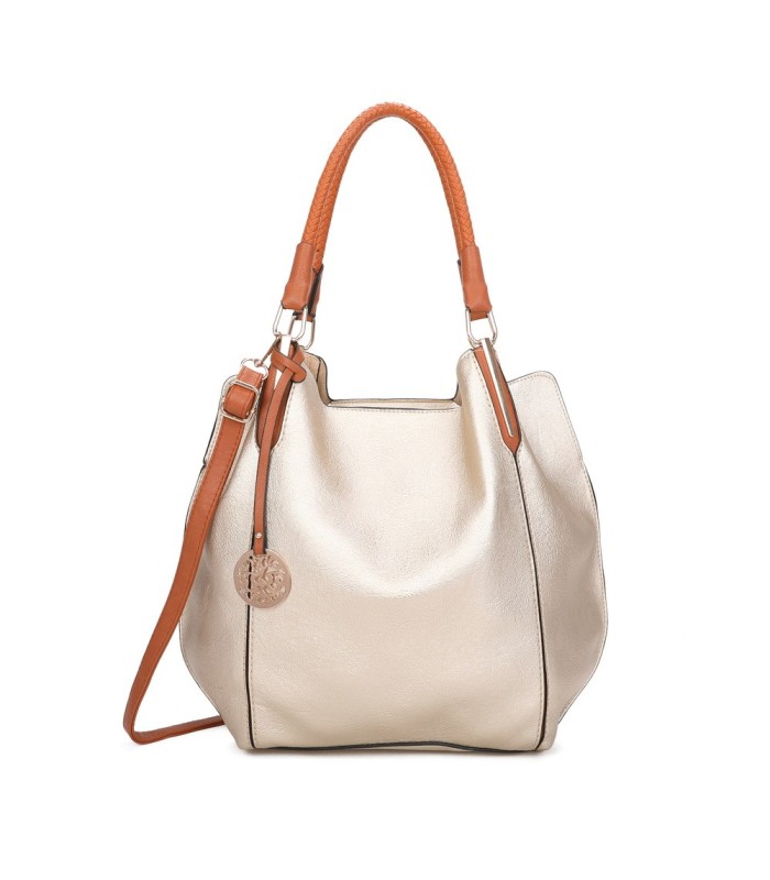 T10105 - Bolso con neceser y bandolera con adorno de emblema