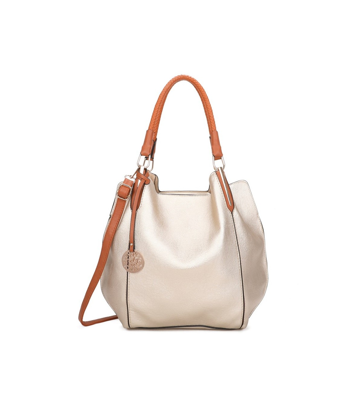 T10105 - Bolso con neceser y bandolera con adorno de emblema