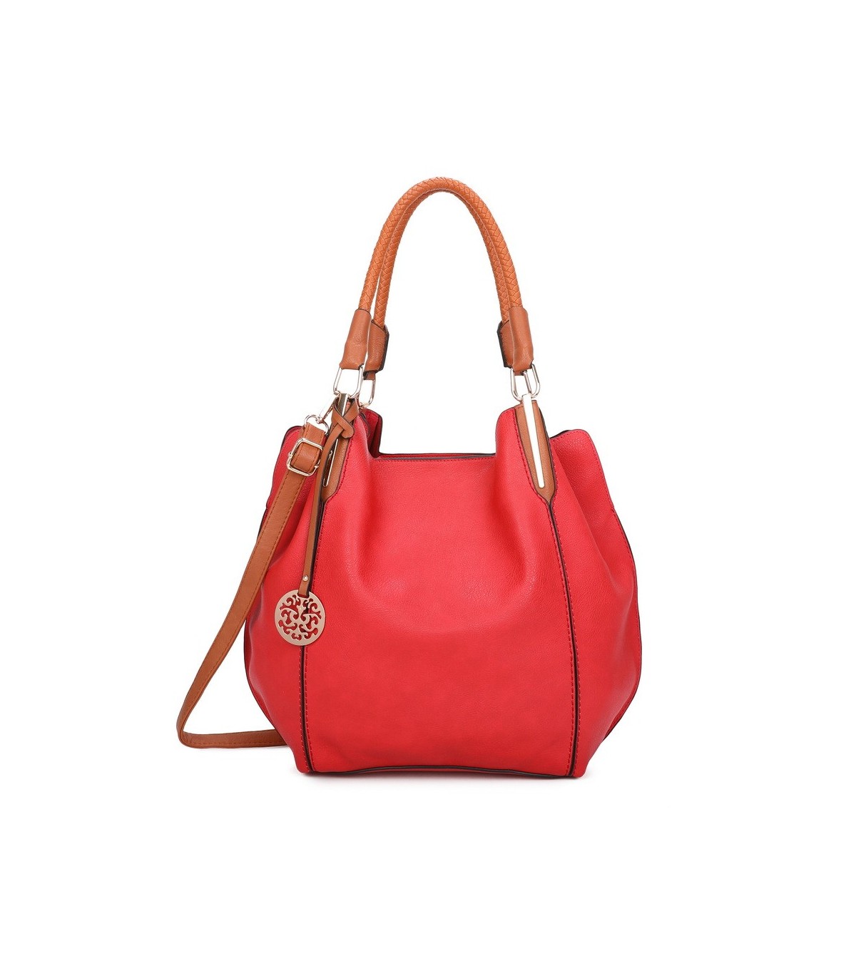 T10105 - Bolso con neceser y bandolera con adorno de emblema