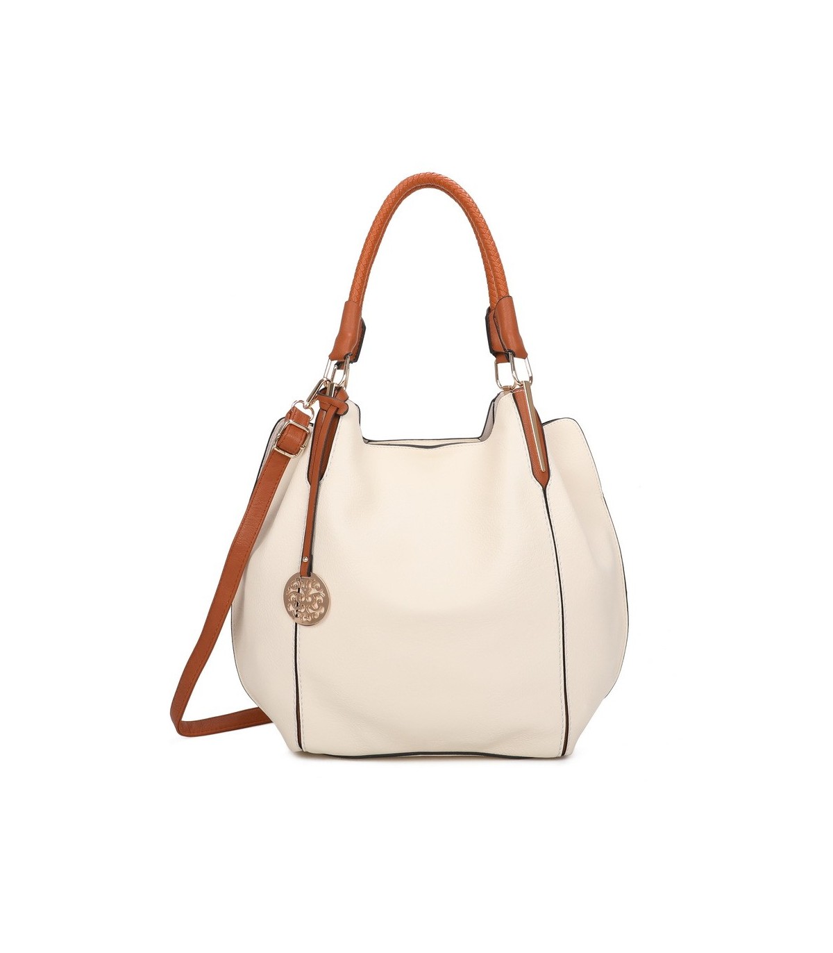 T10105 - Bolso con neceser y bandolera con adorno de emblema