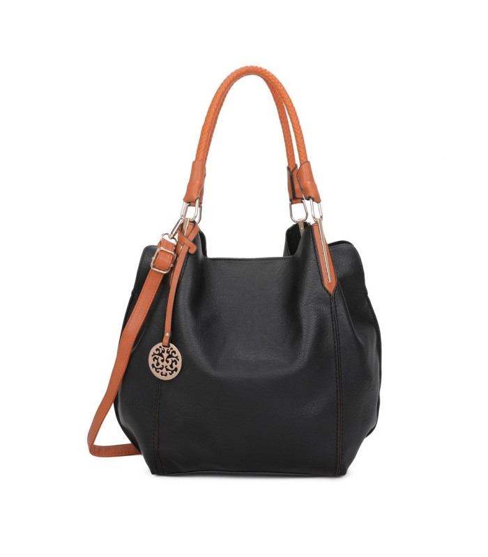 T10105 - Bolso con neceser y bandolera con adorno de emblema