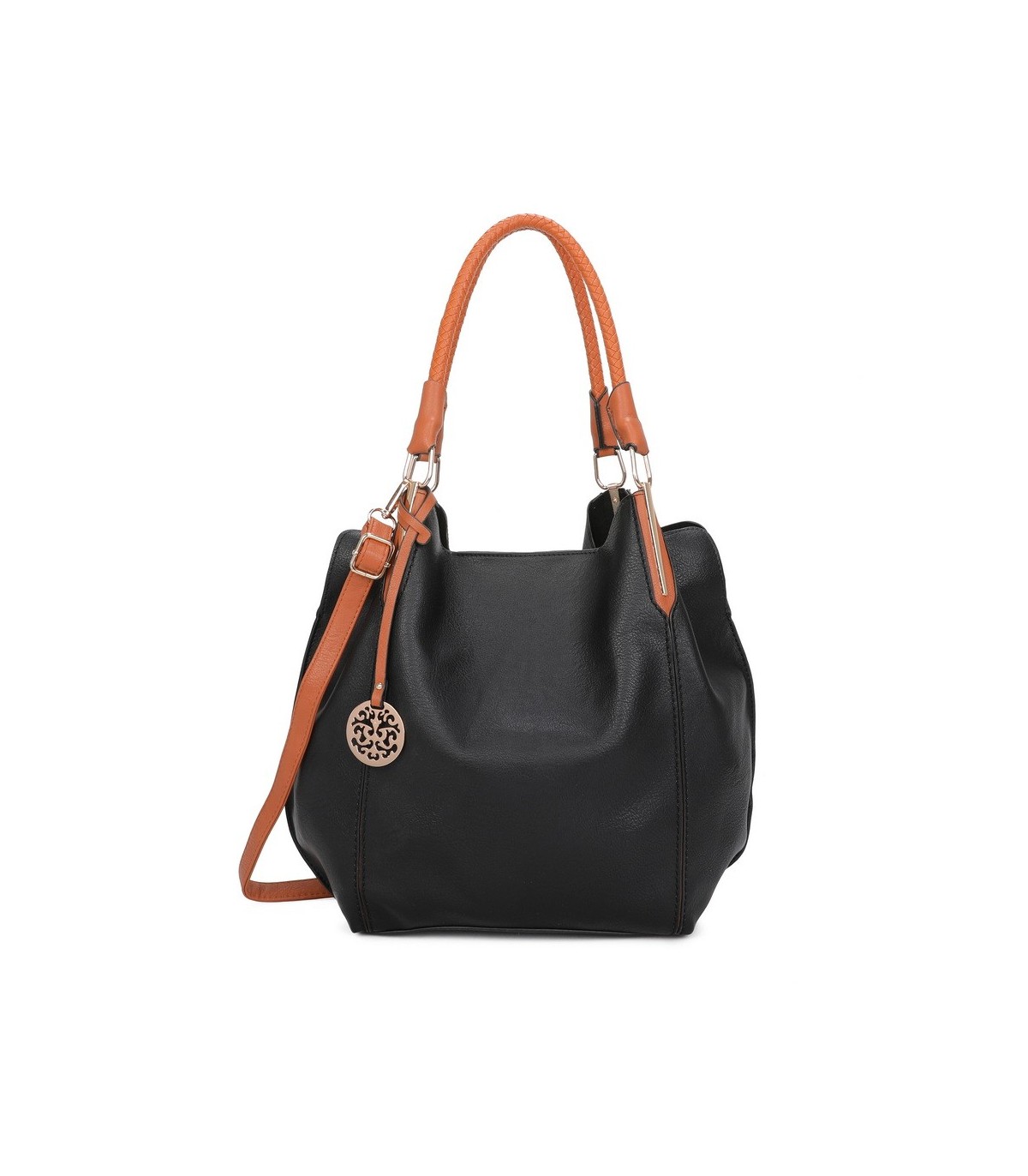 T10105 - Bolso con neceser y bandolera con adorno de emblema