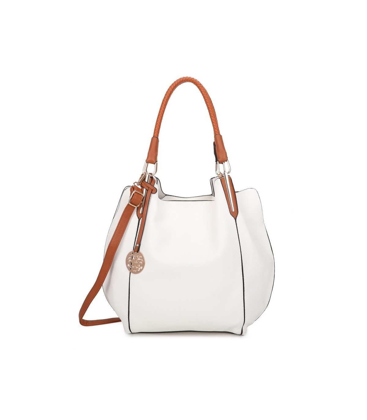 T10105 - Bolso con neceser y bandolera con adorno de emblema