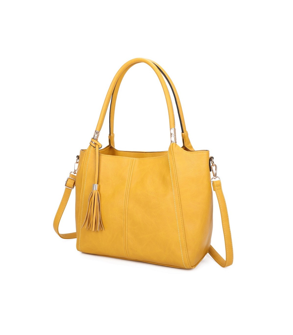 T11798 - Bolso de mano con borla del mismo color grande y con bandolera para llevarlo colgado
