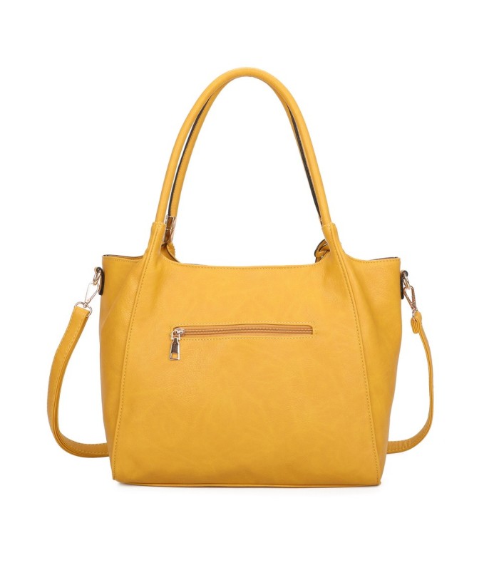 T11798 - Bolso de mano con borla del mismo color grande y con bandolera para llevarlo colgado