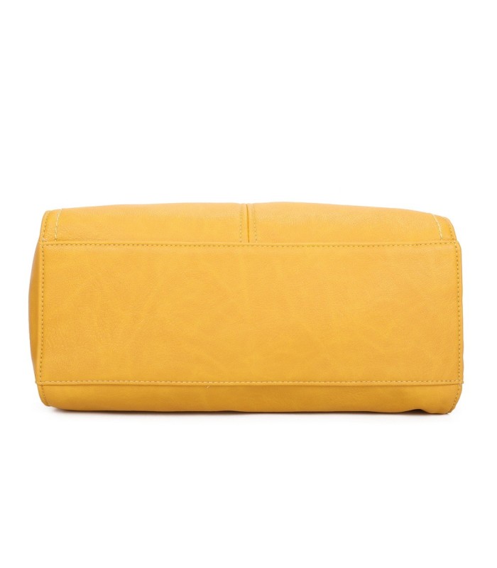 T11798 - Bolso de mano con borla del mismo color grande y con bandolera para llevarlo colgado
