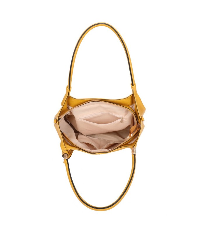 T11798 - Bolso de mano con borla del mismo color grande y con bandolera para llevarlo colgado