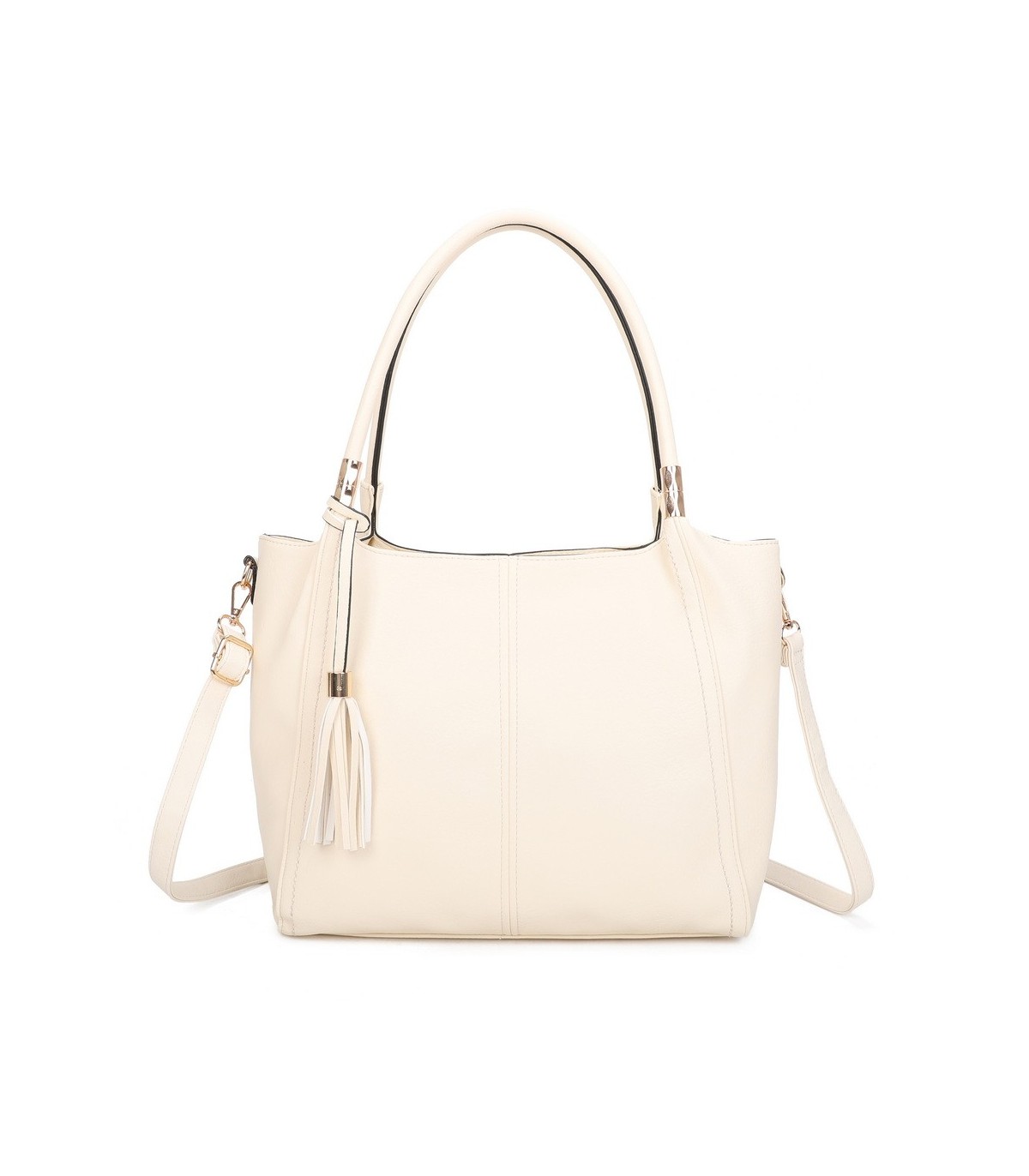 T11798 - Bolso de mano con borla del mismo color grande y con bandolera para llevarlo colgado