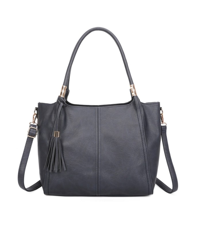 T11798 - Bolso de mano con borla del mismo color grande y con bandolera para llevarlo colgado