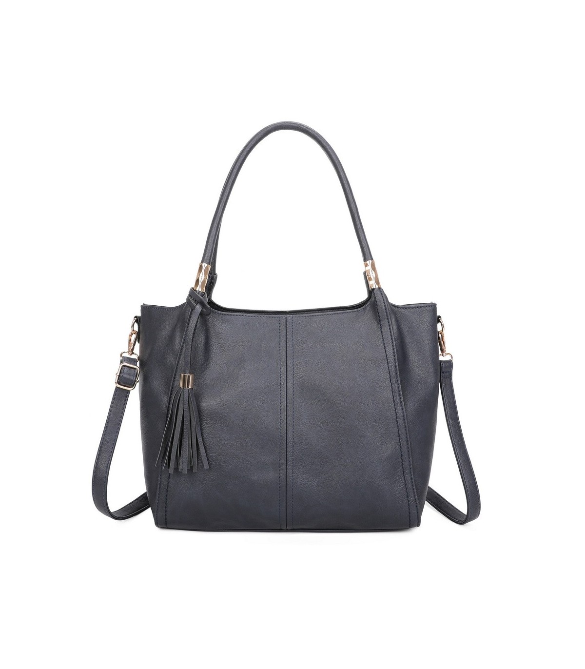 T11798 - Bolso de mano con borla del mismo color grande y con bandolera para llevarlo colgado