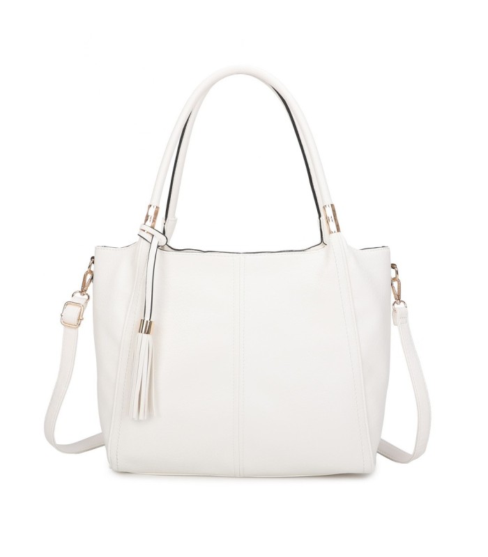 T11798 - Bolso de mano con borla del mismo color grande y con bandolera para llevarlo colgado