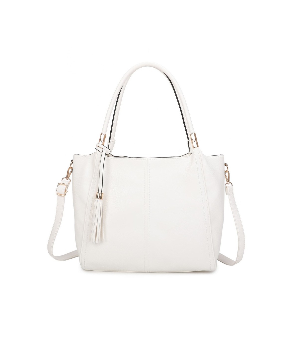 T11798 - Bolso de mano con borla del mismo color grande y con bandolera para llevarlo colgado