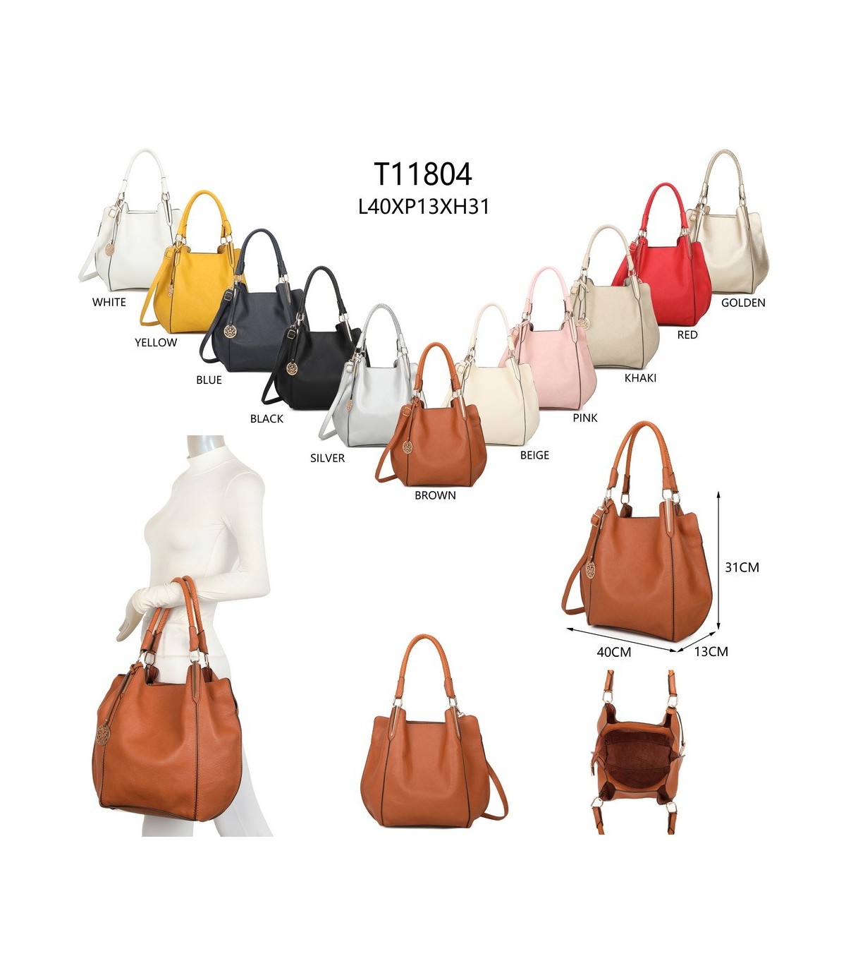 T11804 -  Bolso estilo bolsa con asas cortas para llevar en la mano