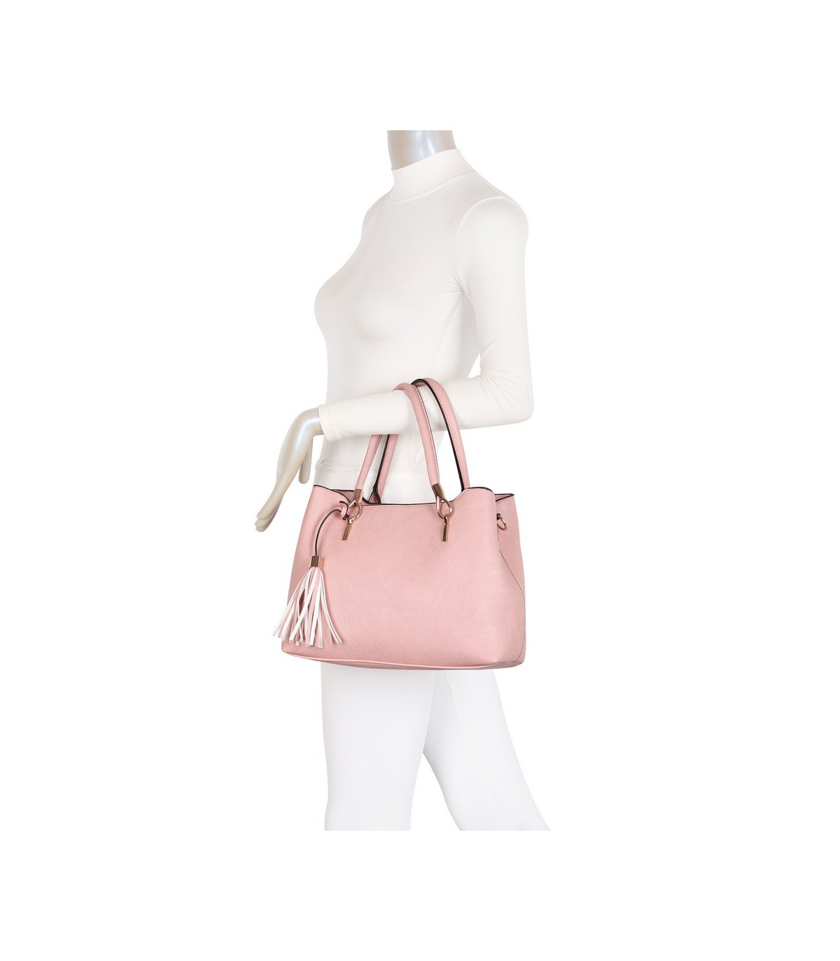T11797 - Bolso de mano con borla bandolera ajustable y muy amplio