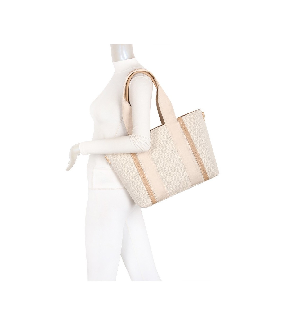 T11806 - Bolso de hombro para mujer con bandolera color crema