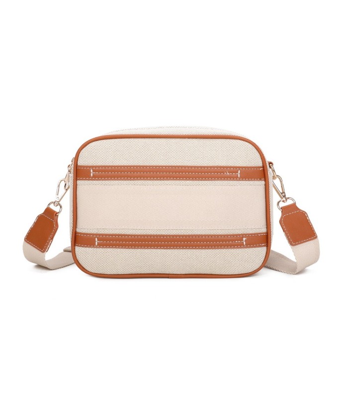T11807 - Bolso bandolera de dos tonos con franjas horizontales