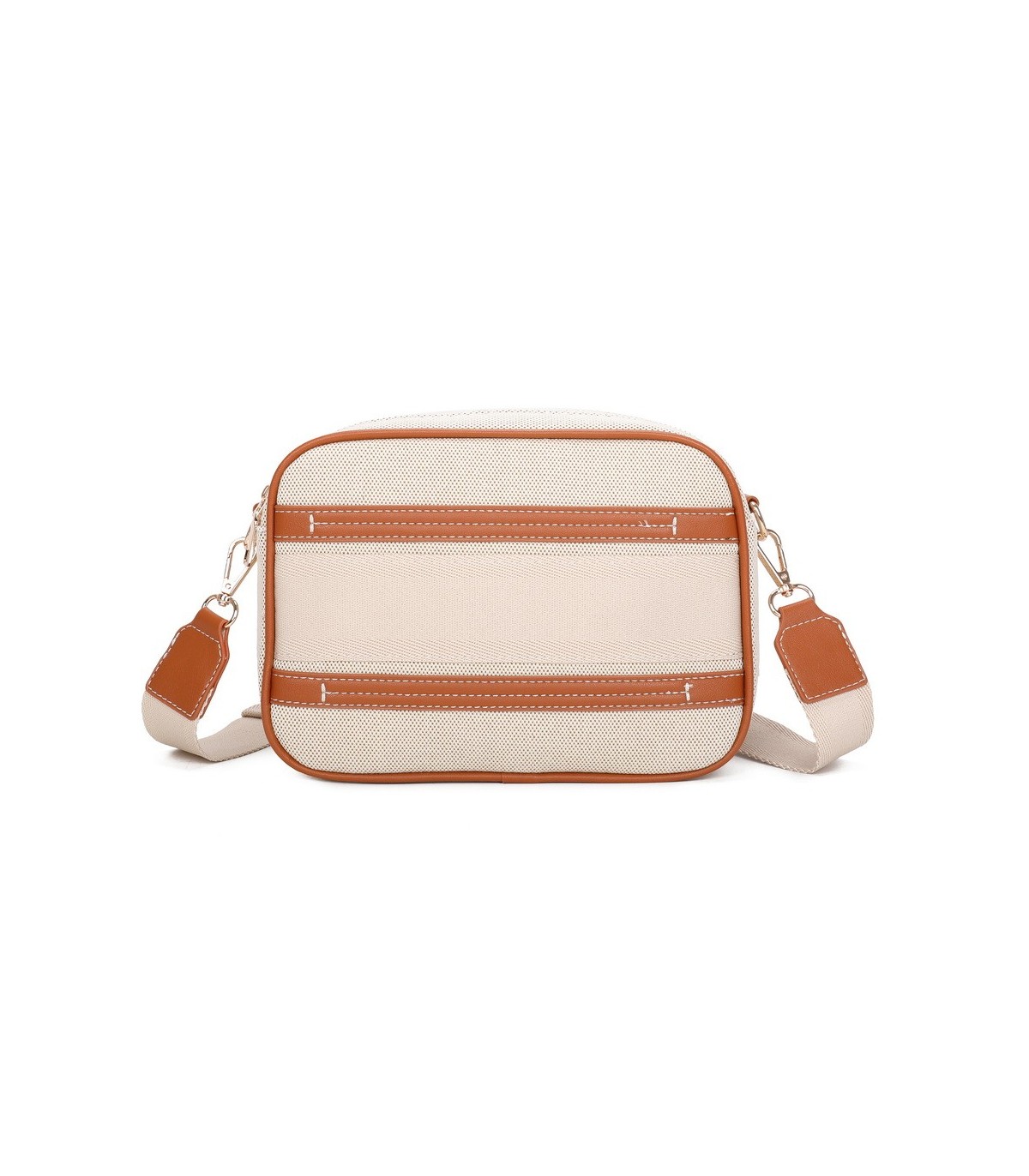 T11807 - Bolso bandolera de dos tonos con franjas horizontales