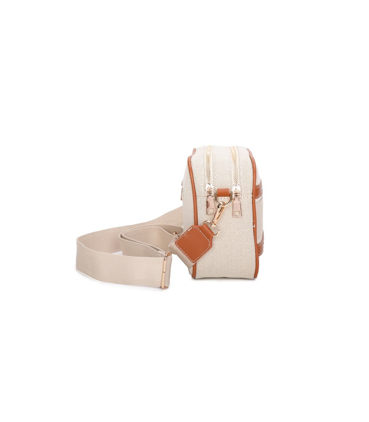 T11807 - Bolso bandolera de dos tonos con franjas horizontales