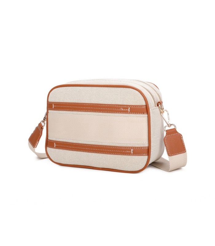 T11807 - Bolso bandolera de dos tonos con franjas horizontales