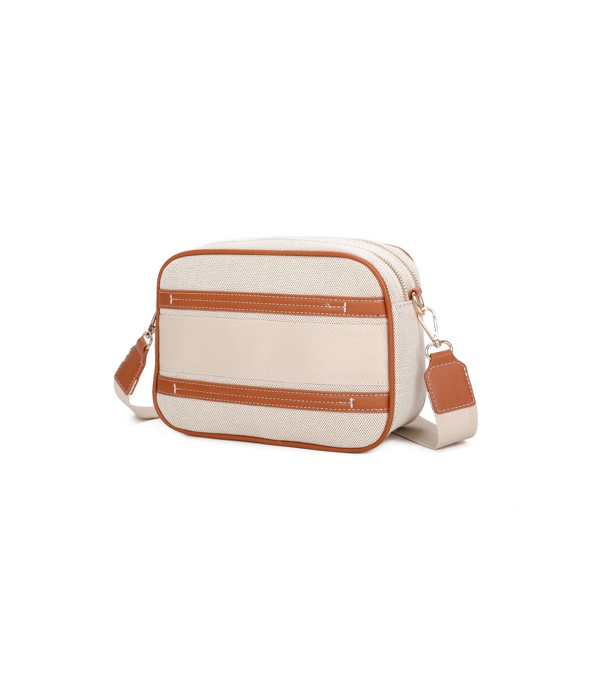 T11807 - Bolso bandolera de dos tonos con franjas horizontales