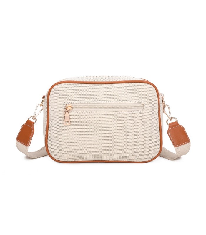 T11807 - Bolso bandolera de dos tonos con franjas horizontales