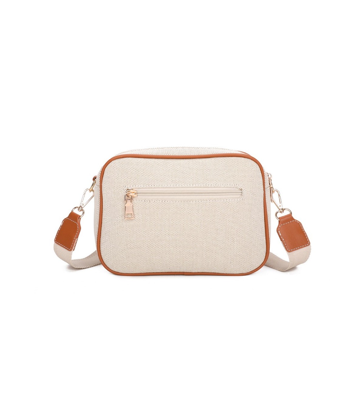 T11807 - Bolso bandolera de dos tonos con franjas horizontales