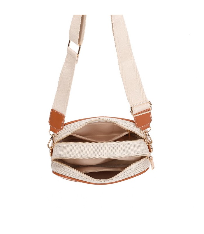 T11807 - Bolso bandolera de dos tonos con franjas horizontales