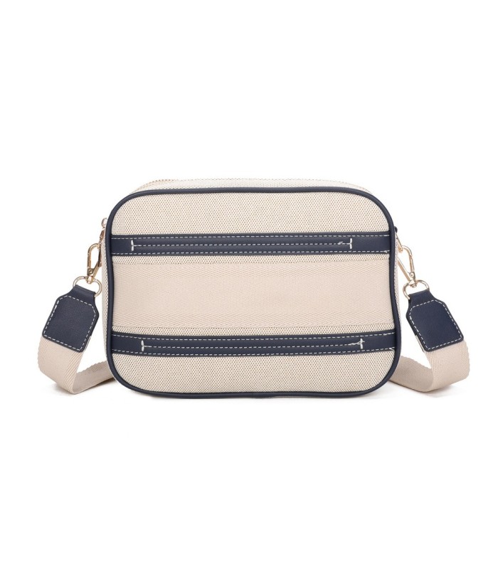 T11807 - Bolso bandolera de dos tonos con franjas horizontales