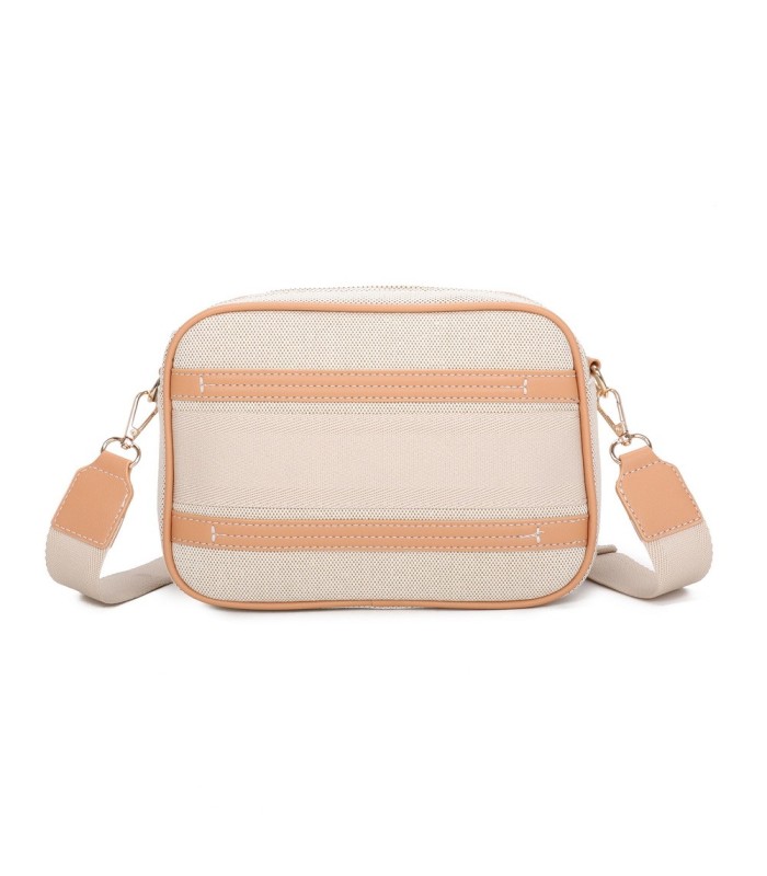 T11807 - Bolso bandolera de dos tonos con franjas horizontales