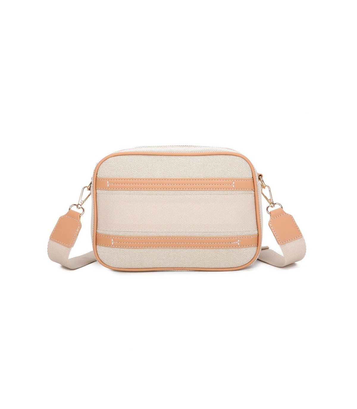T11807 - Bolso bandolera de dos tonos con franjas horizontales