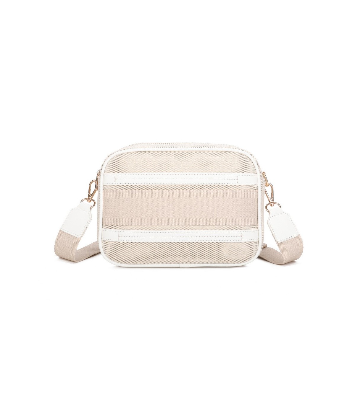 T11807 - Bolso bandolera de dos tonos con franjas horizontales