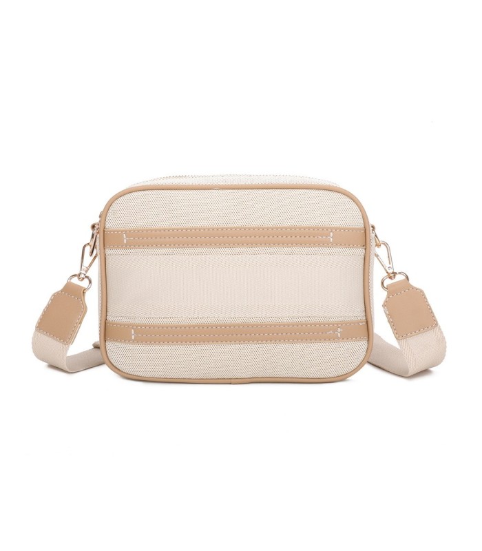 T11807 - Bolso bandolera de dos tonos con franjas horizontales
