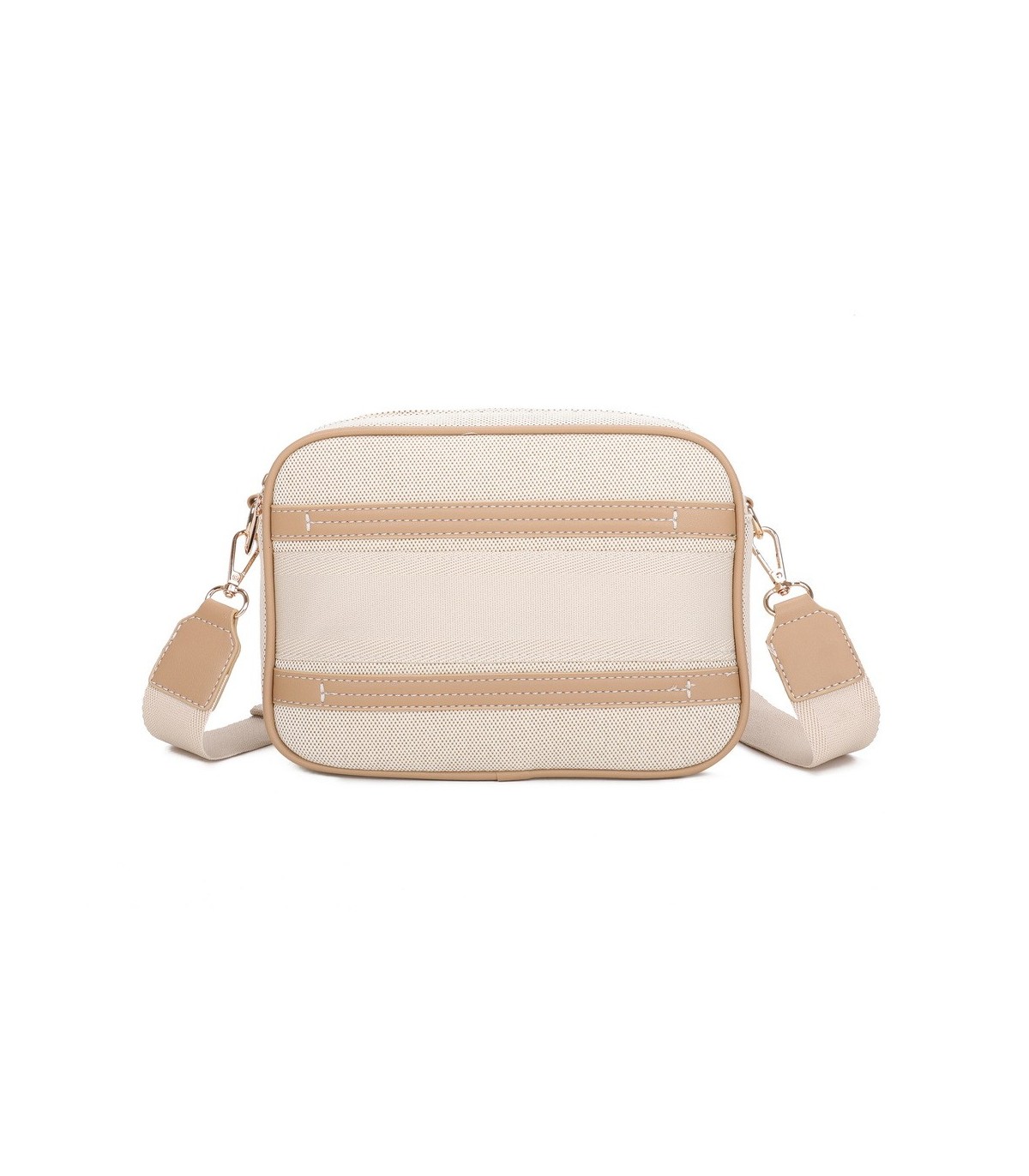 T11807 - Bolso bandolera de dos tonos con franjas horizontales