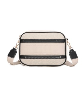 T11807 - Bolso bandolera de dos tonos con franjas horizontales