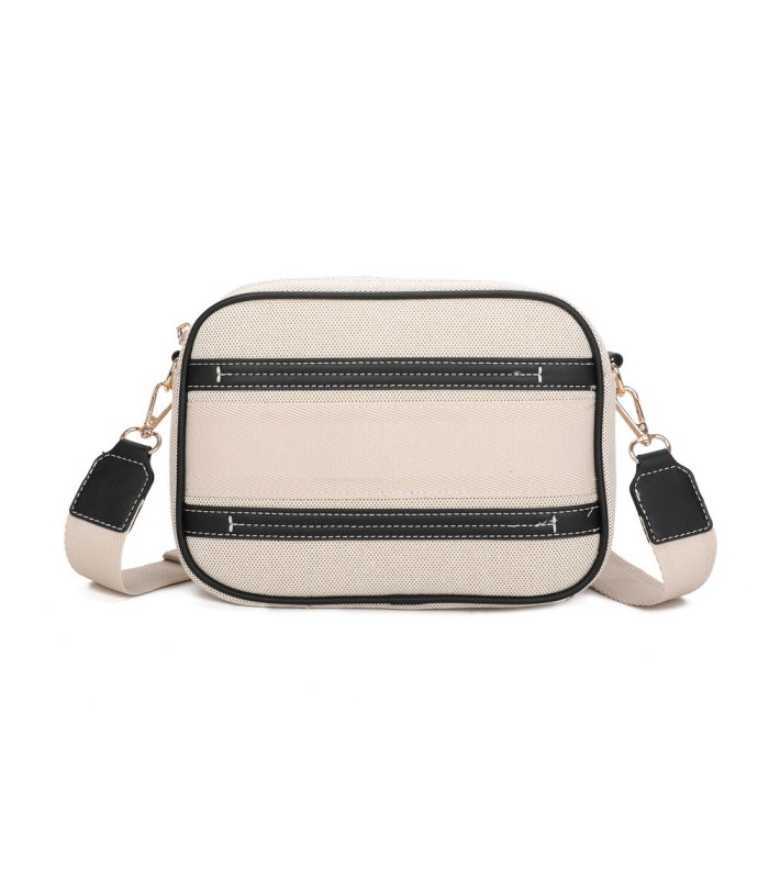 T11807 - Bolso bandolera de dos tonos con franjas horizontales