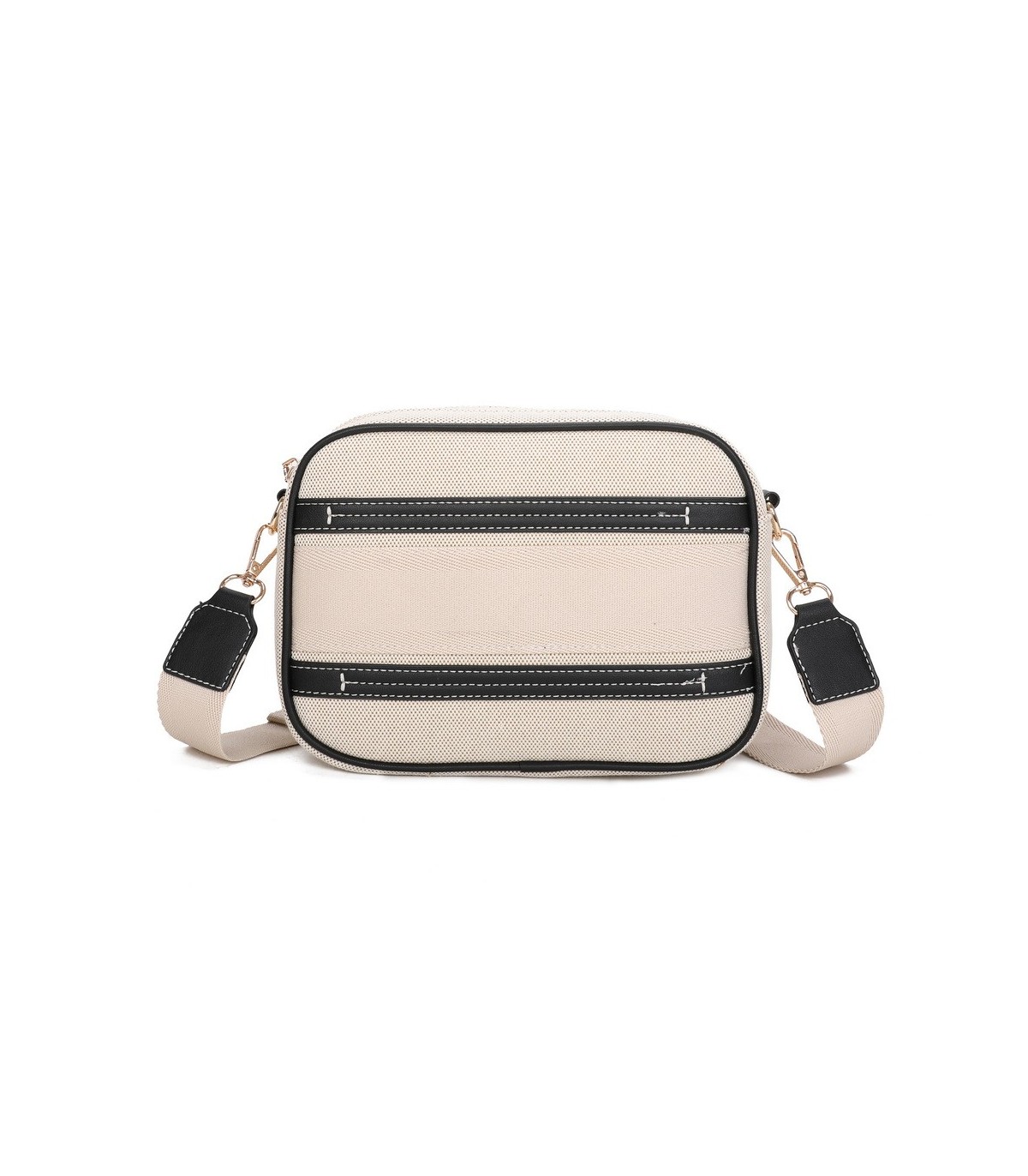 T11807 - Bolso bandolera de dos tonos con franjas horizontales