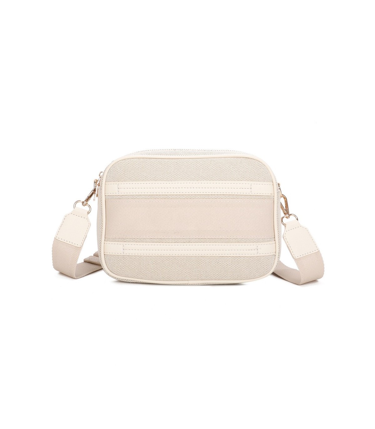 T11807 - Bolso bandolera de dos tonos con franjas horizontales