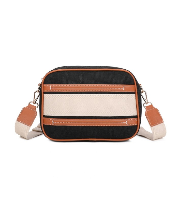 T11807 - Bolso bandolera de dos tonos con franjas horizontales