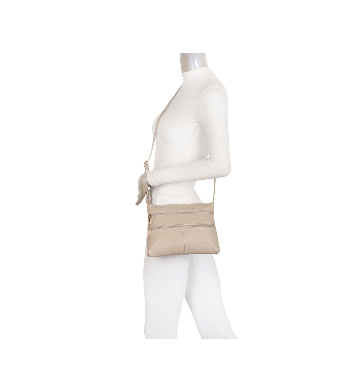 T11799 - Bolso bandolera con bolsillos frontales y trasero