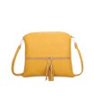 T11803 - Bolso bandolera con borlas decorativas cuadrado y con cierre de cremallera