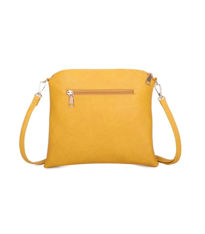 T11803 - Bolso bandolera con borlas decorativas cuadrado y con cierre de cremallera