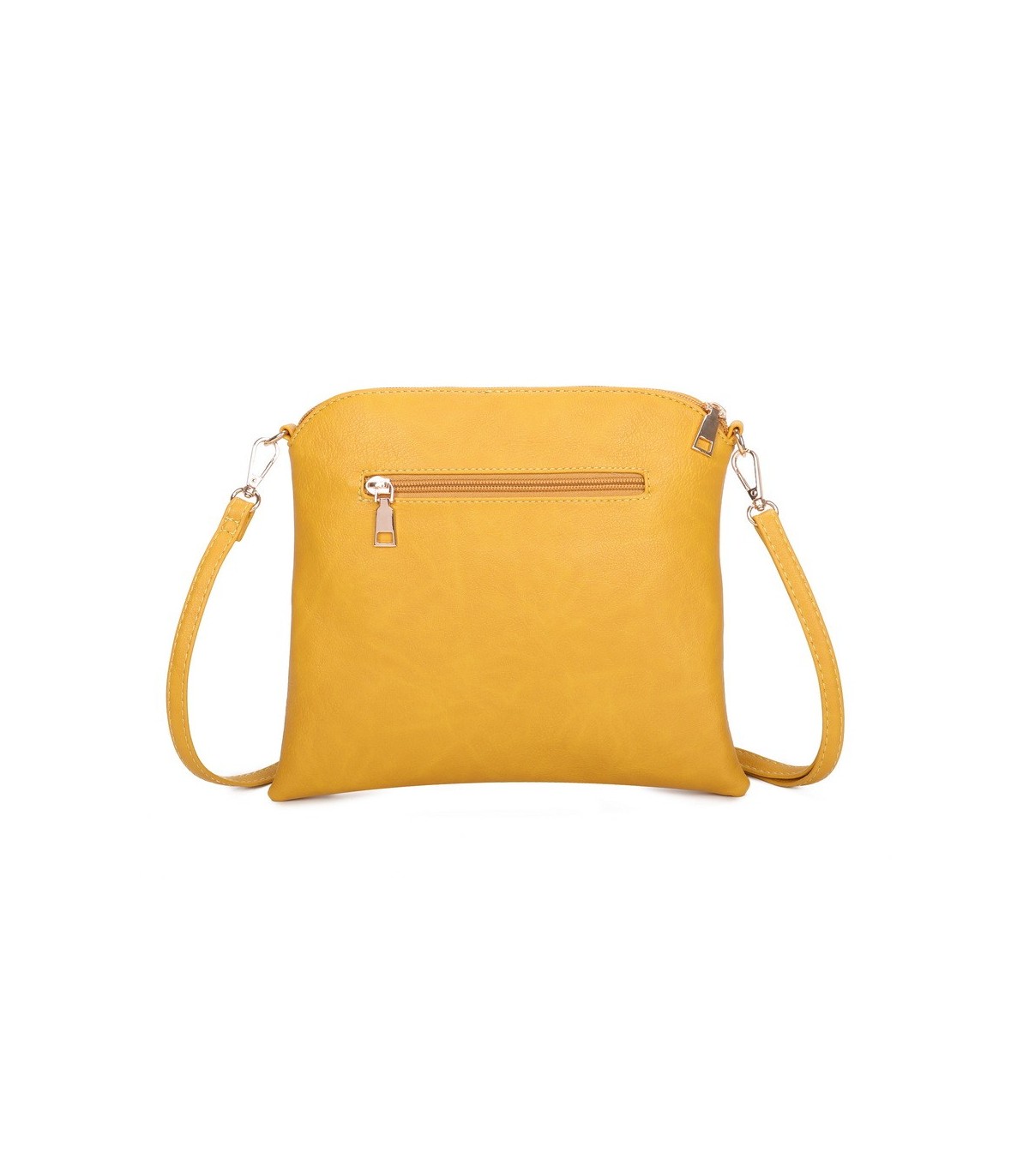 T11803 - Bolso bandolera con borlas decorativas cuadrado y con cierre de cremallera